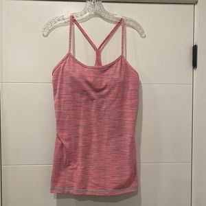 LuluLemon Power Y Tank - pink striped, size 10